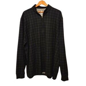 Johnnie-O Pullover Shirt 1/4 Zip Long Sleeve Black Plaid Coldstream Patch XXL
